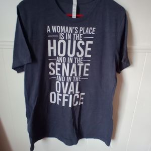 "A Woman's Place..." tee, heather blue with white